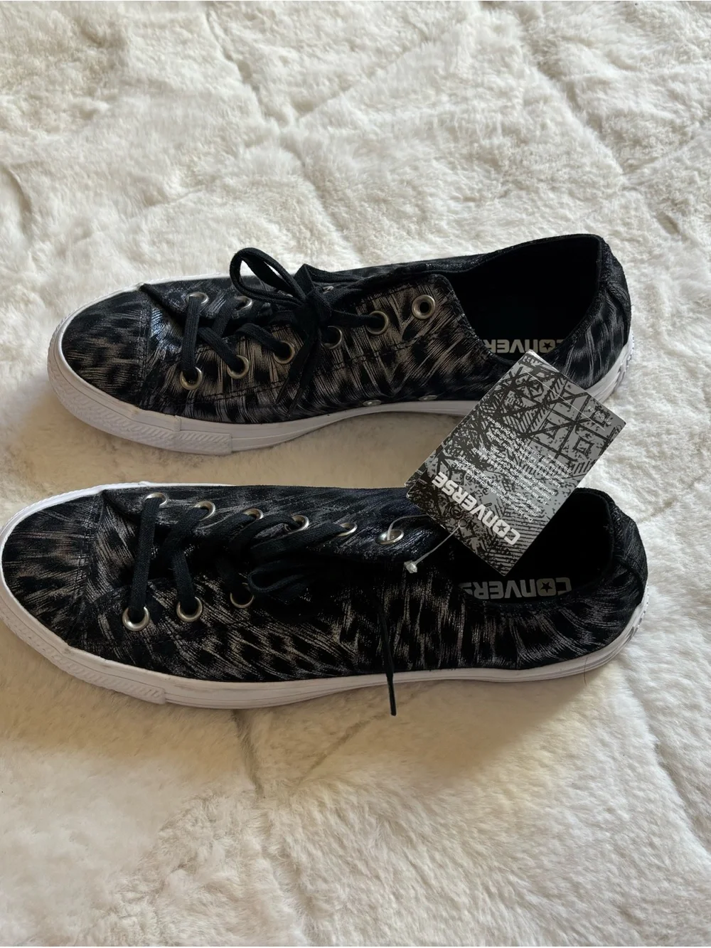 Converse Black and White Brushstroke Low-Top Sneakers